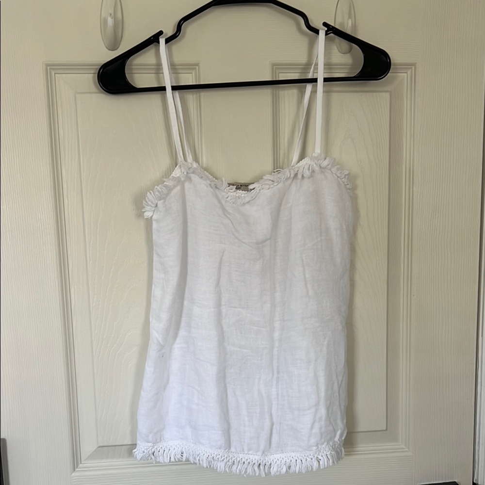 White Ruffled Fitted Camisole Top